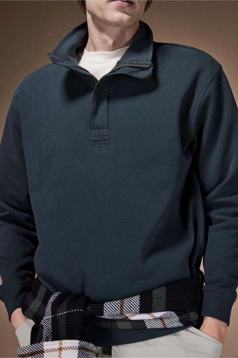 DeFacto Green Man Regular Fit Zip-Up Sweatshirt Casual - Image 4